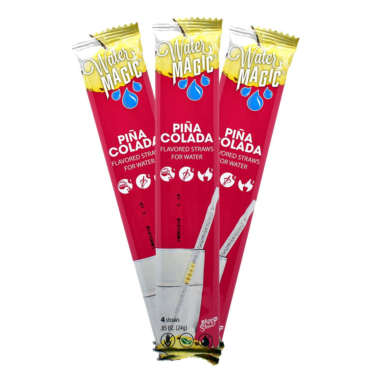 Water Magic – Pack de 4 popotes sabor Piña Colada