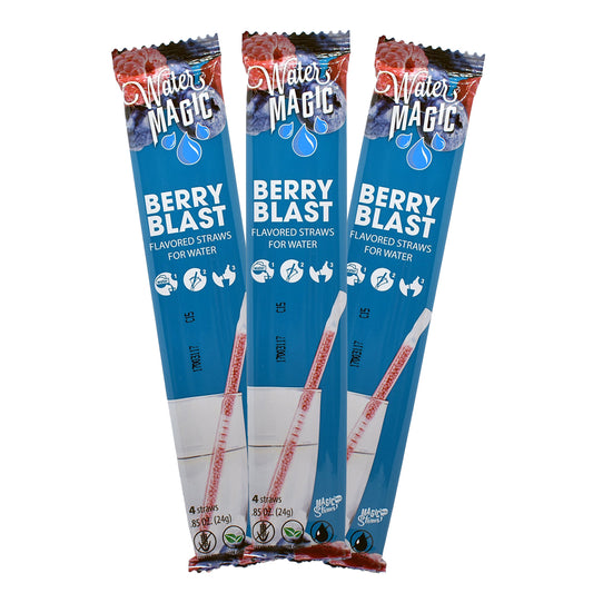 Water Magic – Pack de 4 popotes sabor Berry Blast