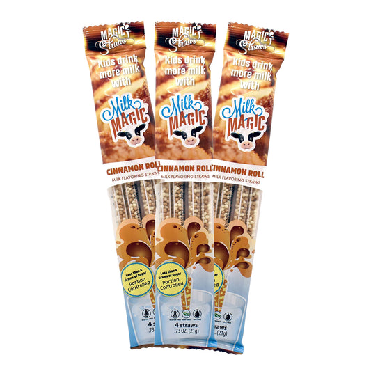 Milky Sip – Pack de 3 paquetes con 4 popotes sabor Cinnamon Roll