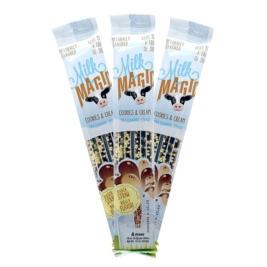Milky Sip – Pack de 3 paquetes con 4 popotes sabor Cookies & Cream