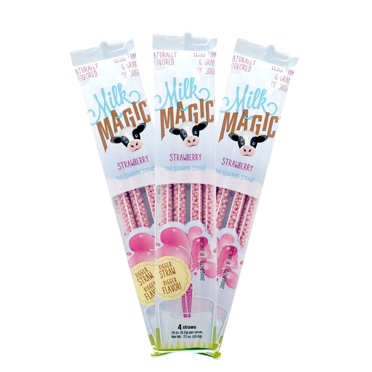 Milky Sip – Pack de 3 paquetes con 4 popotes sabor Fresa