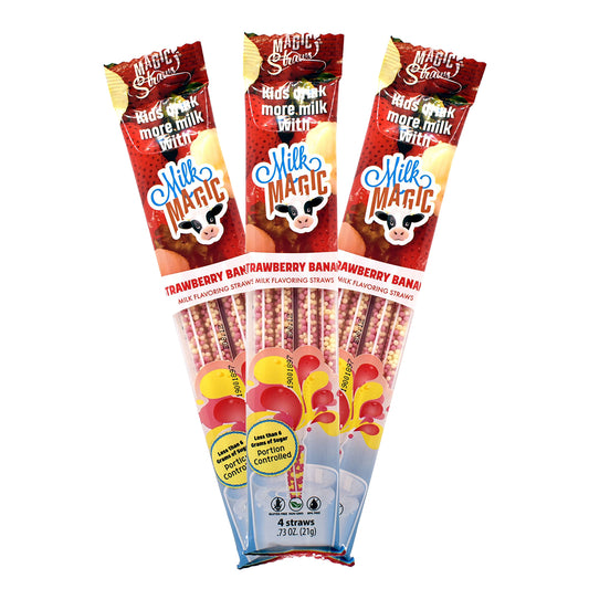 Milky Sip – Pack de 3 paquetes con 4 popotes sabor Fresa Banana